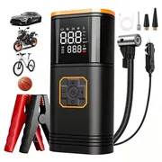 Compact Car Jump Starter And Tyre Inflator Combo, 12V Vehicle Battery Booster, Cordless Air Pump with Power Bank Function And Emergency LED Light for Roadside Use