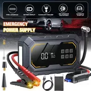 90000Mah Portable Car Jump Starter with 150PSI Air Compressor, 8000A Peak Car Battery Emergency Starter, Air Pump, LED Display, Power Bank, Tire Pressure Monitoring, Three-Mode LED Flashlight, Comes with Storage Bag, Perfect for Road Trips