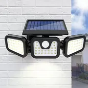 76 LED Solar Wall Light; Human Motion Sensor Solar Light; Outdoor Wall Lamp with 3-Level Brightness Adjustment; Suitable for Gates, Yards, Garages, and Pathways; Solar Powered; 270° Wide-Angle Illumination.