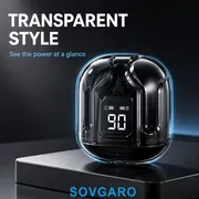 SOVGARO New Y26 Bluetooth Earbuds with Transparent Charging Case, Compact and Portable Design, LED Screen Displaying Battery Level. Wireless 5.3 ENC Noise-Canceling In-Ear Headphones, Suitable for Office, Library, Music, Calls, E-books, and Gaming