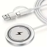 Magnetic Wireless Charger Fast Charger Suitable for iPhone 17/17 Air/17 Pro Max/16 Pro Max/16 Pro/16 Plus/16/15 Pro Max/15/14/13/12 Series, AirPods 3/2, LED Magnetic Charging Pad, Charger with Dual Charging Ports