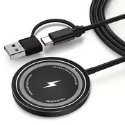 Magnetic Wireless Charger Fast Charger Suitable for iPhone 17/17 Air/17 Pro Max/16 Pro Max/16 Pro/16 Plus/16/15 Pro Max/15/14/13/12 Series, AirPods 3/2, LED Magnetic Charging Pad, Charger with Dual Charging Ports