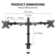 Dual Monitor Stand for 33.02-81.28cm Screens, Twin Monitor Mount with Desk Clamp, Height Adjustable, Easy Assembly Stand with Full Tilt, Rotation & Swivel Arms, VESA: 75X75 And 100X100Mm, Clamp Base Monitor Stand for Desk, Home Office Monitor Bracket