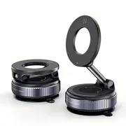 360° Rotating Magnetic Phone Holder, Foldable and Retractable, Suitable for iPhone 16/15/14/13/12, ABS Material, Not, Usable in Multiple Scenarios Like Shower/Travel/Gym/Smooth Mirrors, 1pc, Black, Equipped with a Magnetic Ring to Attach to the Back