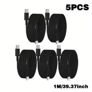 5pcs Fast Charging USB Type C Cable, 91.44/182.88 cm USB C to USB C Charger Cable, Compatible with Samsung/Galaxy/iPhone 16/16 Plus/16 Pro/16 Pro Max and More USB C Cable Phone Cord Type C Charger