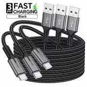 3pcs Fast Charging USB to Tyce-C Data Cable, Providing High-speed Data Transmission. for Huawei, for OPPO, for OnePlus. Durable Braided Cable.