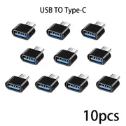10-Pack Mini USB-A to Type-C OTG USB Adapter for Samsung Huawei Xiaomi Honor Redmi Android Phone Data Sync Universal USB-C Converter, Type-C Device